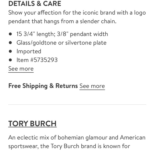 Tory Burch Logo Pendant Gold / Semi-precious Stone - Picture 5 of 5